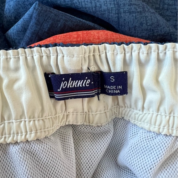 Johnnie-O 9” Shore Half Elastic Surf Swim Shorts in Blue and Orange Stripes, S - Picture 6 of 8